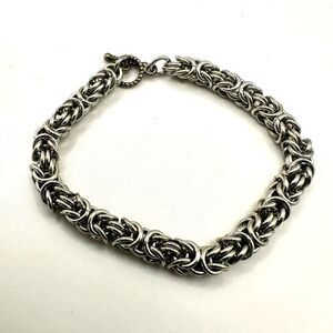 Silver tone Byzantine chain bracelet